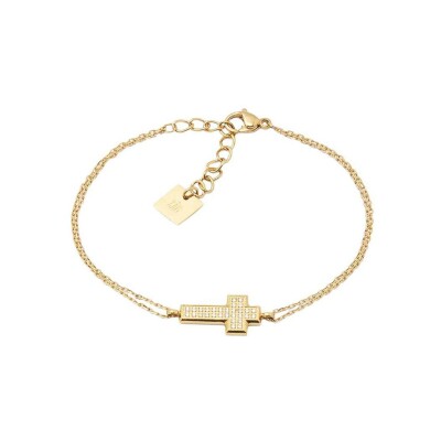 Bracelet Zag Ondine en acier doré et oxyde de zirconium