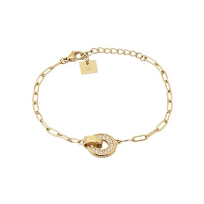 Bracelet Zag Inaya en acier doré et oxyde de zirconium