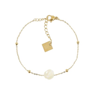 Bracelet Zag Soen en acier doré et nacre