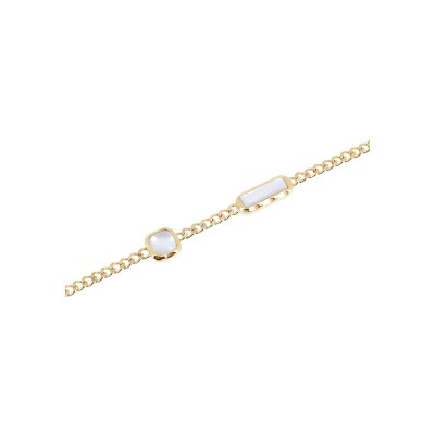 Bracelet Zag Maela en acier doré et nacre