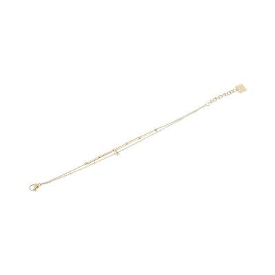 Bracelet Zag en acier doré et oxyde de zirconium