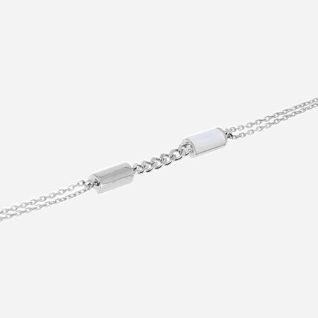 Bracelet ZAG en acier et nacre blanche