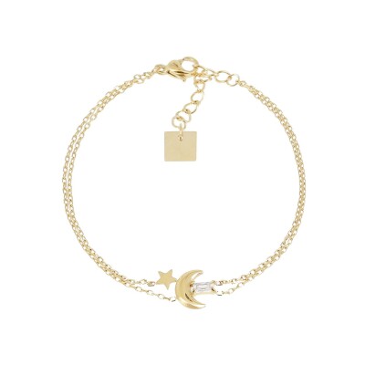 Bracelet Zag Anoth en acier doré et oxyde de zirconium