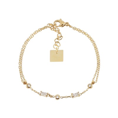 Bracelet Zag Athis en acier doré et oxyde de zirconium