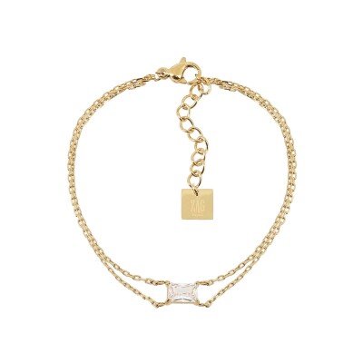 Bracelet Zag Ariane en acier doré et oxyde de zirconium