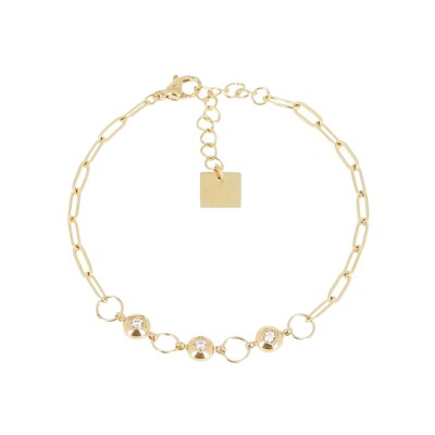 Bracelet Zag Enia en acier doré et oxyde de zirconium