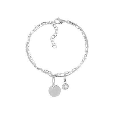 Bracelet Zag Fretia en acier et oxyde de zirconium