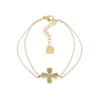 Bracelet Zag Estial en acier doré et oxyde de zirconium, Vert