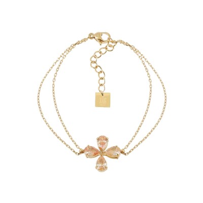 Bracelet Zag Estial en acier doré et oxyde de zirconium, Nude