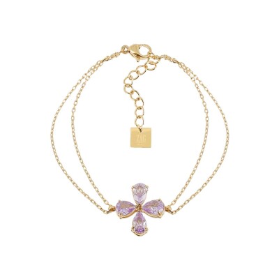Bracelet Zag Estial en acier doré et oxyde de zirconium, Violet