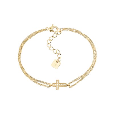 Bracelet Zag Commissa en acier doré et oxyde de zirconium