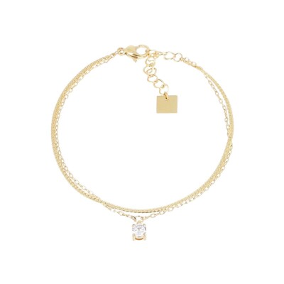 Bracelet Zag Thaumas en acier doré et oxyde de zirconium