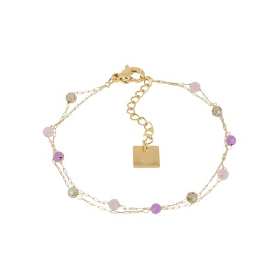 Bracelet Zag Octavia en acier doré, Violet