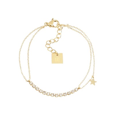 Bracelet Zag Giju en acier doré et oxyde de zirconium
