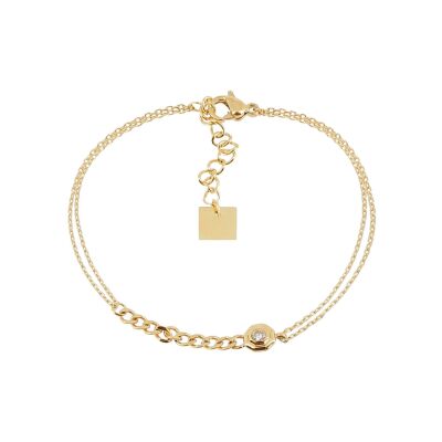Bracelet Zag Belenos en acier doré et oxyde de zirconium