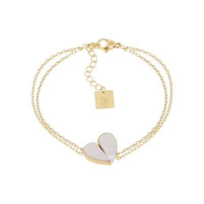 Bracelet Zag Basilio en acier doré et nacre