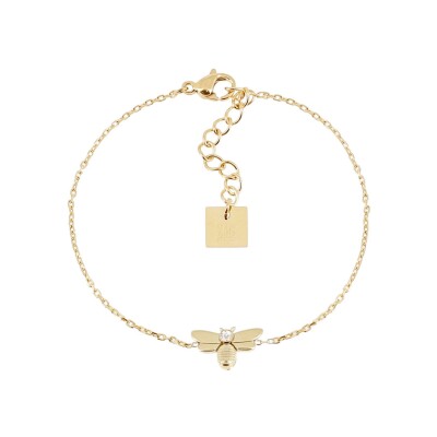 Bracelet Zag Abeja en acier doré et oxyde de zirconium