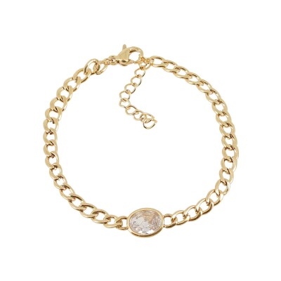 Bracelet Zag Grazia en acier doré et oxyde de zirconium, Blanc