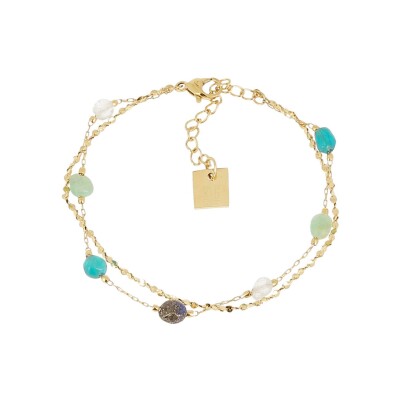 Bracelet Zag Appius en acier doré, Bleu