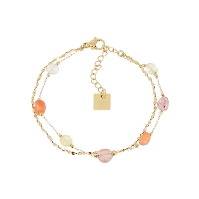 Bracelet Zag Appius en acier doré, Rouge