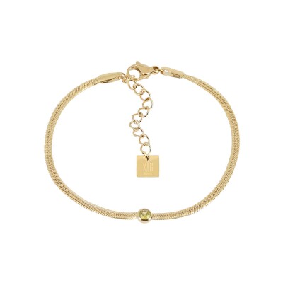 Bracelet Zag Adamo en acier doré et oxyde de zirconium, Vert clair