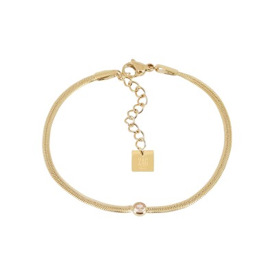 Bracelet Zag Adamo en acier doré et oxyde de zirconium, Nude