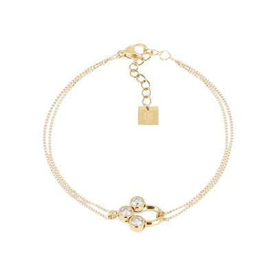 Bracelet Zag Rossi en acier doré et oxyde de zirconium, Blanc