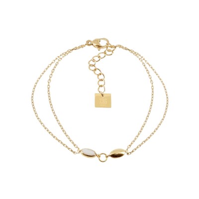 Bracelet Zag Sesta en acier doré et nacre