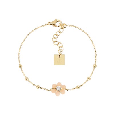 Bracelet Zag Petalo en acier doré et oxyde de zirconium, Nude