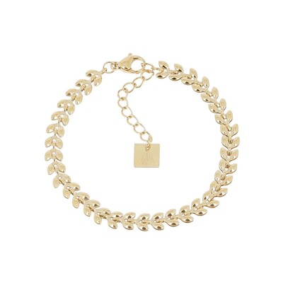 Bracelet Zag Leaf en acier doré