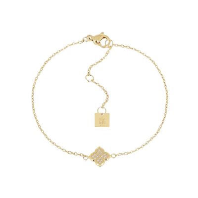 Bracelet Zag Norris  en acier doré et oxyde de zirconium
