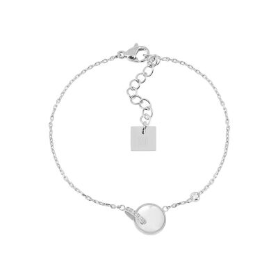 Bracelet Zag Ysolde  en acier, nacre et oxyde de zirconium