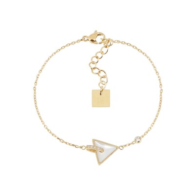 Bracelet Zag Foxy en acier doré, oxyde de zirconium et nacre