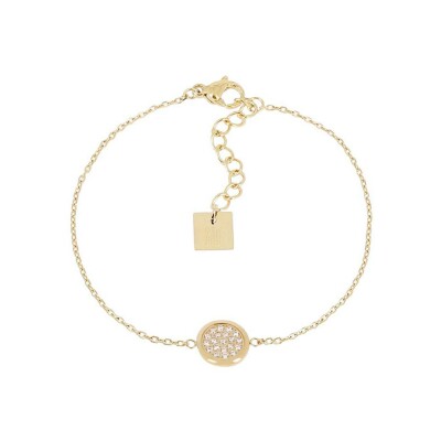 Bracelet Zag Izou en acier doré et oxyde de zirconium