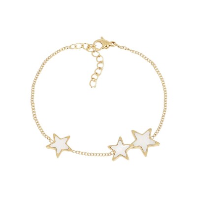 Bracelet Zag Cyrielle en acier doré, nacre et nacre