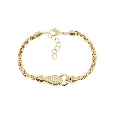 Bracelet Zag Snake en acier doré et oxyde de zirconium