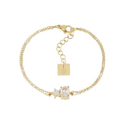 Bracelet Zag Gioia  en acier doré et oxyde de zirconium