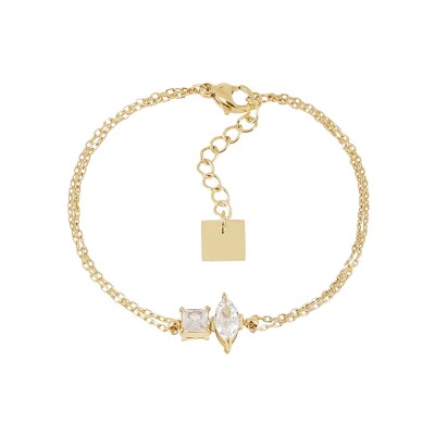 Bracelet Zag Ginevra en acier doré et oxyde de zirconium