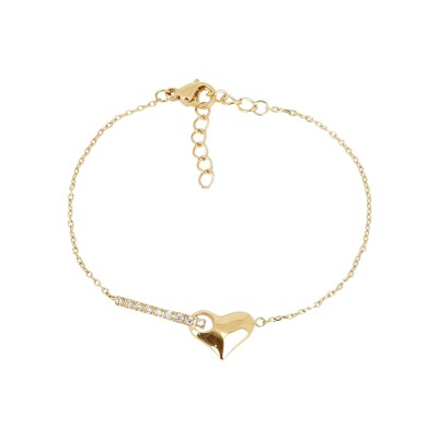 Bracelet Zag Sélénia en acier doré et oxyde de zirconium