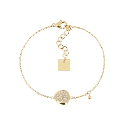 Bracelet Zag Niralis  en acier doré et oxyde de zirconium