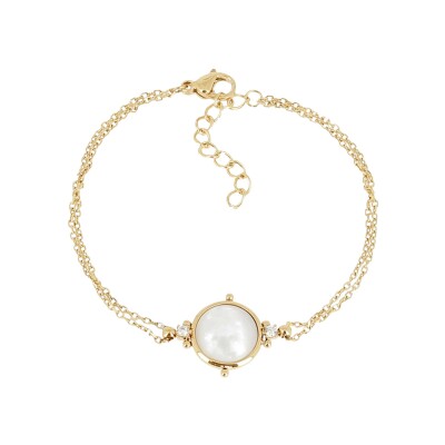 Bracelet Zag Nima en acier doré et nacre