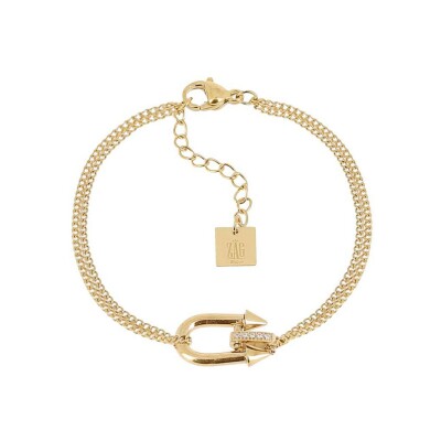 Bracelet Zag Aurova en acier doré et oxyde de zirconium