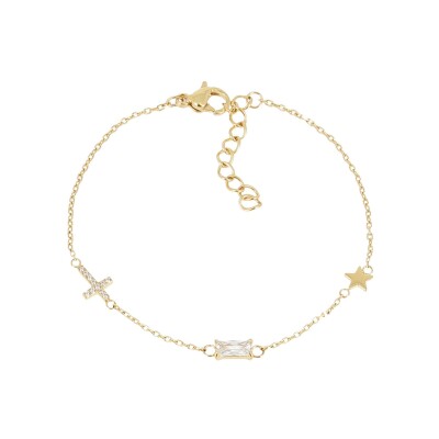 Bracelet Zag Sansor en acier doré et oxyde de zirconium