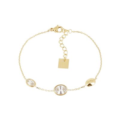 Bracelet Zag Solyne en acier doré et oxyde de zirconium