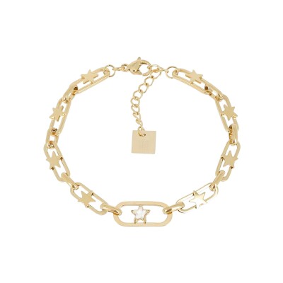 Bracelet Zag Sabo en acier doré et oxyde de zirconium