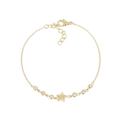 Bracelet Zag Nefertari en acier doré et oxyde de zirconium