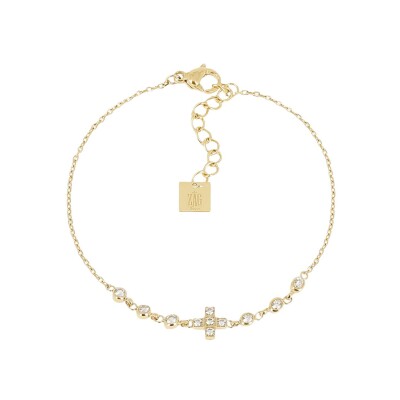Bracelet Zag Baburu  en acier doré et oxyde de zirconium