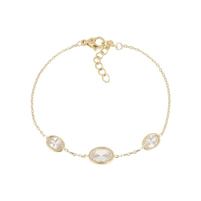 Bracelet Zag Galane en acier doré et oxyde de zirconium