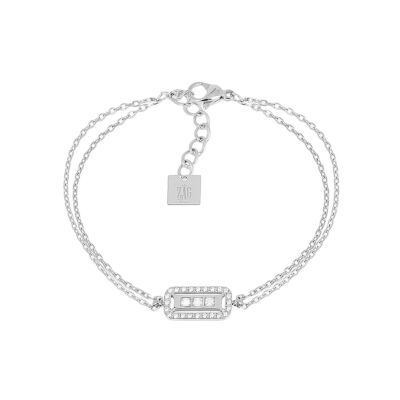 Bracelet Zag Cléophée  en acier et oxyde de zirconium