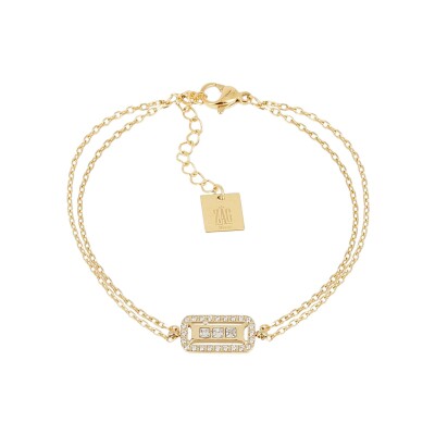 Bracelet Zag Cléophée en acier doré et oxyde de zirconium